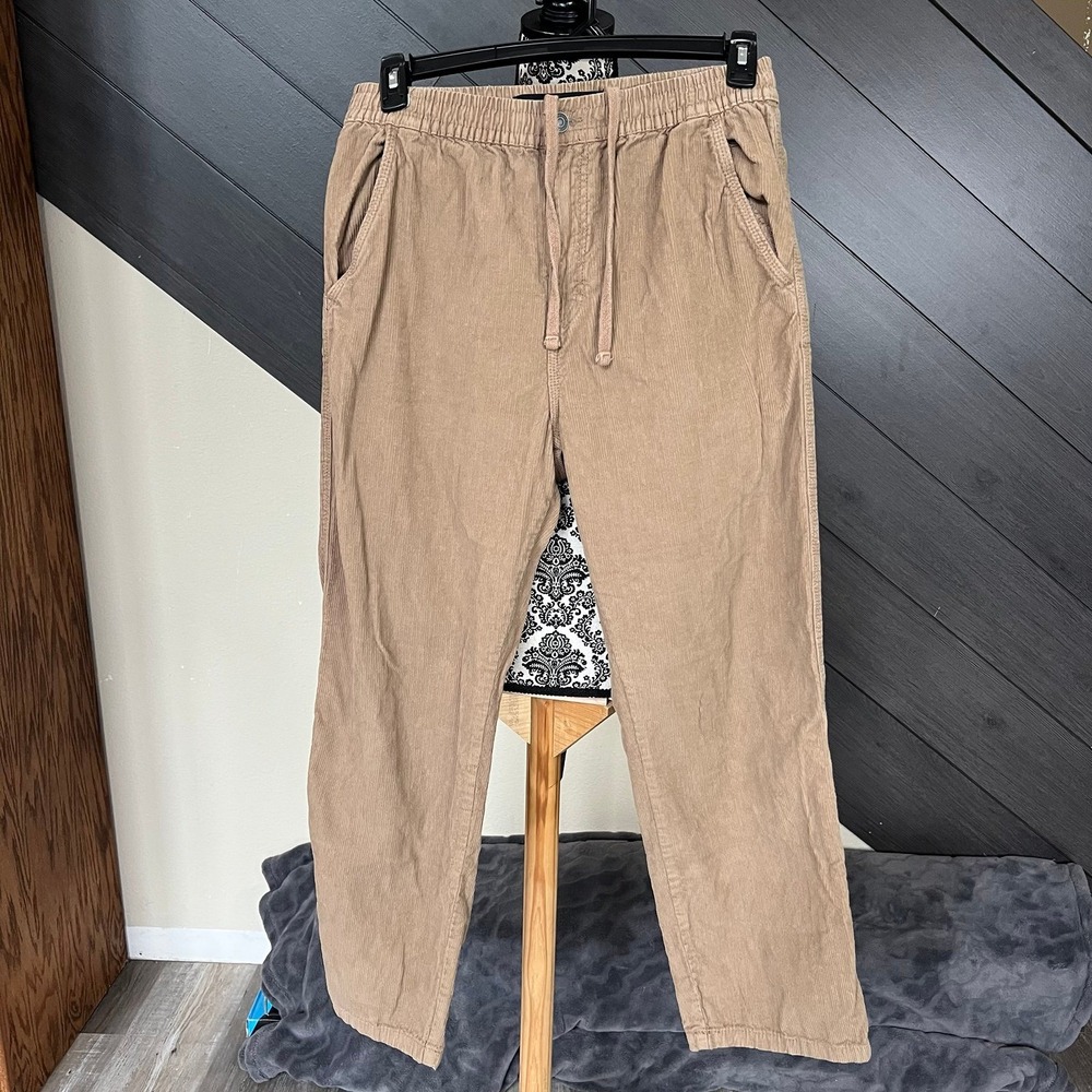 Elastic Worker Pants Corduroy Khaki Pants
